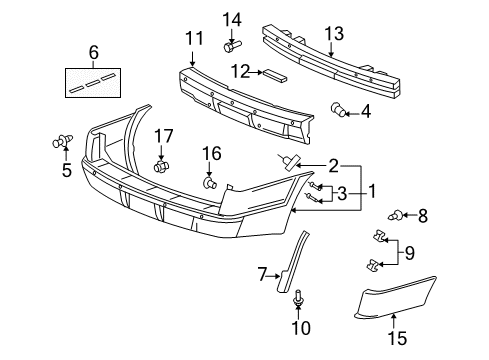 2005 Pontiac Montana Bumper Cover Diagram for 12336009