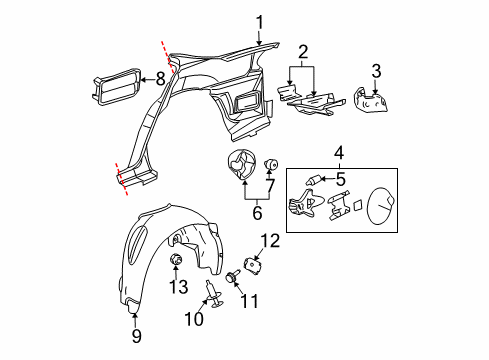 2007 Pontiac Grand Prix Quarter Panel & Components Diagram
