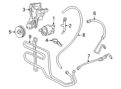 1999 Oldsmobile Bravada P/S Pump & Hoses, Steering Gear & Linkage Diagram