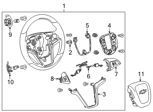2014 Chevy Camaro Steering Column, Steering Wheel & Trim Diagram 6 - Thumbnail