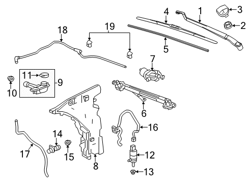 2016 Cadillac ATS Wiper & Washer Components Diagram