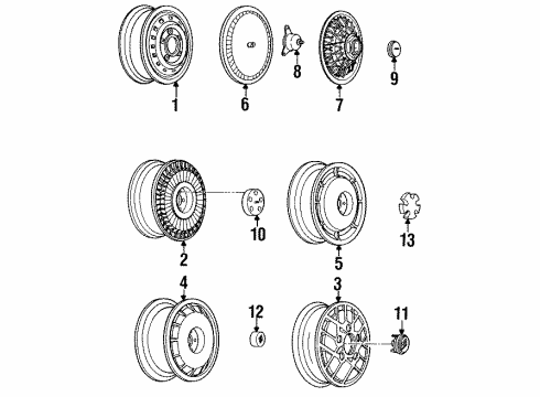 1993 Buick Riviera Wheels, Covers & Trim Diagram