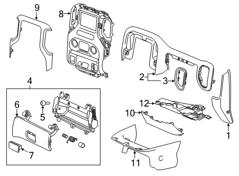 2021 Chevy Silverado 1500 Cluster & Switches, Instrument Panel Diagram