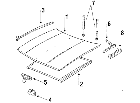 1987 Oldsmobile Delta 88 Hood & Components Diagram