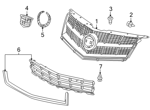 2012 Cadillac SRX Grille & Components Diagram