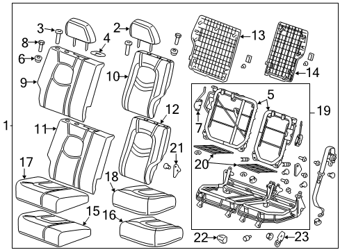 2010 Chevy HHR Rear Seat Components Diagram