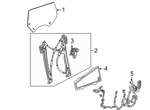 2023 GMC Hummer EV Pickup Glass - Front Door Diagram