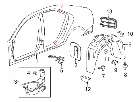 2017 Cadillac CTS Quarter Panel & Components Diagram