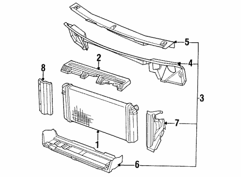 1990 Pontiac Bonneville Radiator & Components Diagram