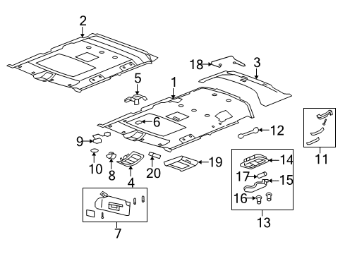 2008 Hummer H2 Interior Trim - Roof Diagram