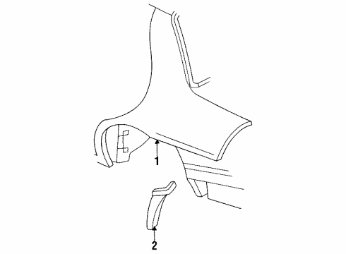 1994 Pontiac Grand Am Body Side Molding, Front Center Driver Side Diagram for 88891532