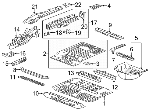 2024 Cadillac XT6 Rear Floor & Rails Diagram