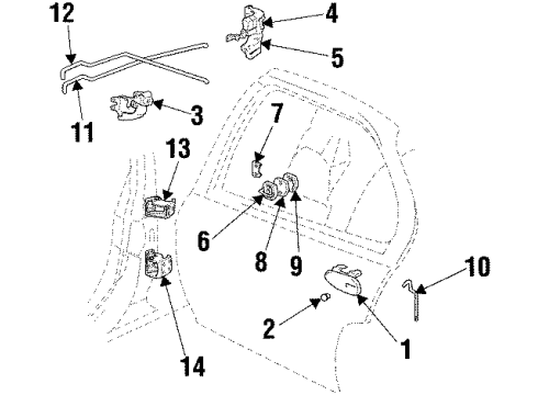2002 Pontiac Grand Prix Rear Door - Lock & Hardware Diagram