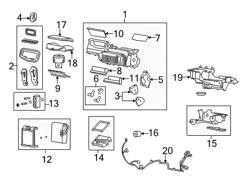 2010 Chevy HHR A/C Evaporator & Heater Components Diagram