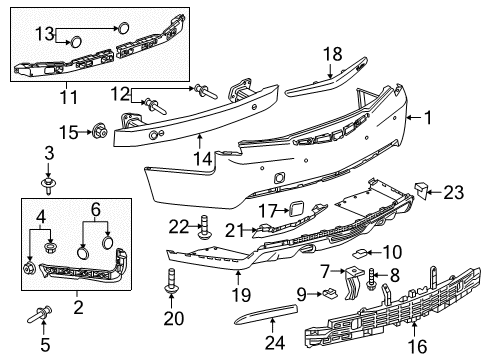 2018 Cadillac ATS Bumper Cover, Rear Upper Diagram for 23508240