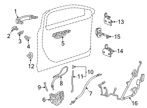 2020 Chevy Impala Front Door - Lock & Hardware Diagram