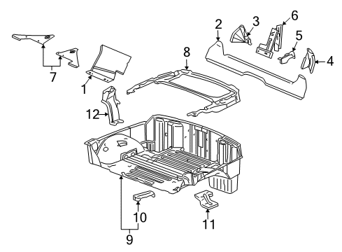 2008 Chevy Corvette Rear Body Panel, Floor & Rails Diagram