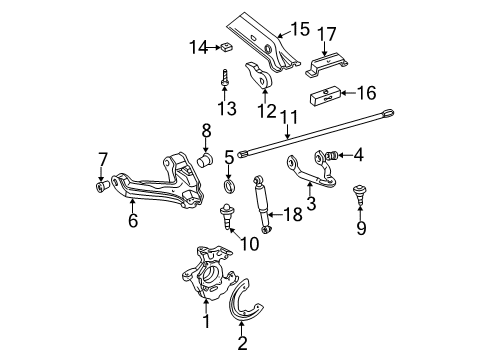 1999 GMC C2500 Front Suspension Components, Lower Control Arm, Upper Control Arm, Stabilizer Bar Diagram