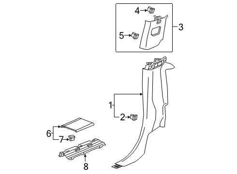 2021 GMC Sierra 1500 Rear Sill Plate Bracket, Passenger Side Diagram for 23416133