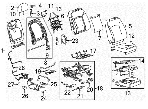 2014 Buick LaCrosse Passenger Seat Components Diagram