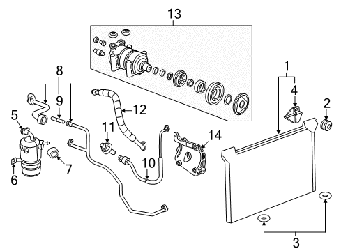 2012 Cadillac Escalade EXT A/C Condenser, Compressor & Lines Diagram