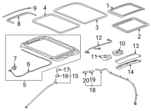 2023 Cadillac XT5 Fixed Glass Diagram for 84501216