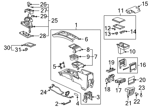 2004 Cadillac SRX Console Assembly, Gray Diagram for 89039976