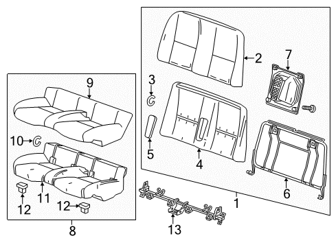 2014 Chevy Camaro Rear Seat Components Diagram