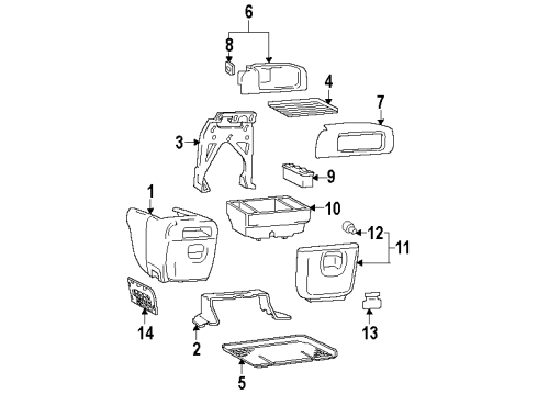 2002 Oldsmobile Silhouette Console Assembly, Gray Diagram for 10333614