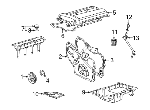 2005 Pontiac Grand Am Engine Parts, Mounts, Cylinder Head & Valves, Camshaft & Timing, Oil Pan, Balance Shafts, Crankshaft & Bearings, Pistons, Rings & Bearings Diagram