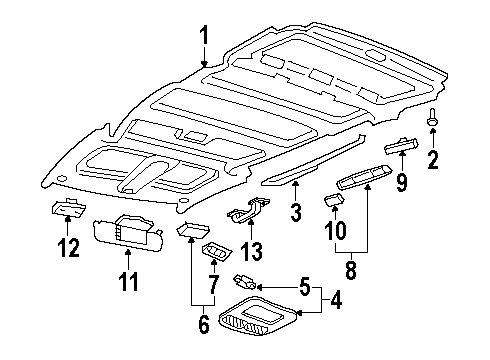 1999 Oldsmobile Silhouette Interior Trim - Roof Diagram