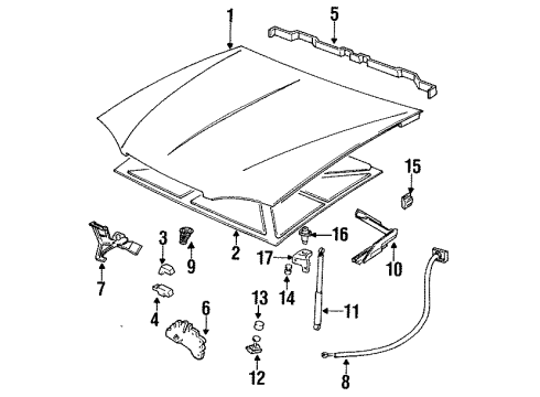 1999 Pontiac Bonneville Hood & Components Diagram