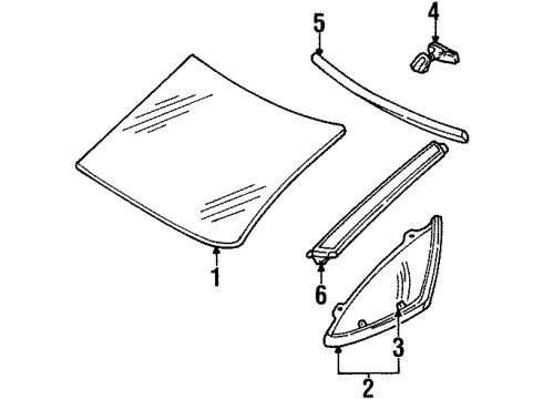 1994 Oldsmobile Silhouette Windshield Glass, Reveal Moldings Diagram