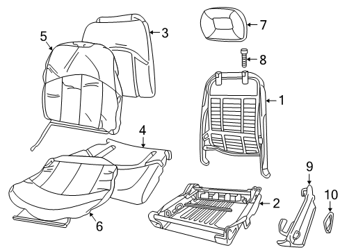 1999 Buick Regal Seat Back Cover, Medium Gray, Driver Side Diagram for 88899935