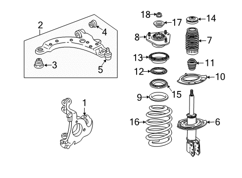 2005 Buick LaCrosse Front Suspension Components, Lower Control Arm, Stabilizer Bar Diagram