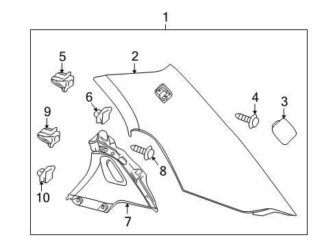2009 Pontiac G8 Interior Trim - Quarter Panels Diagram