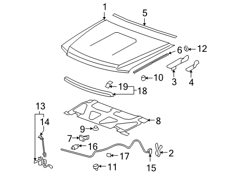 2012 GMC Sierra 2500 HD Hood & Components, Exterior Trim Diagram