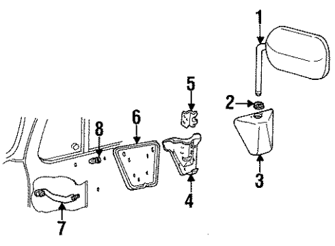 1987 Chevy R30 Mirror Cover, Rear Passenger Side Diagram for 15607936