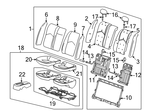 2012 Cadillac CTS Rear Seat Components Diagram