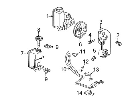 2008 Hummer H3 Power Steering Pump Reservoir Diagram for 25851373