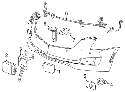 2016 Cadillac ATS Electrical Components - Front Bumper Diagram