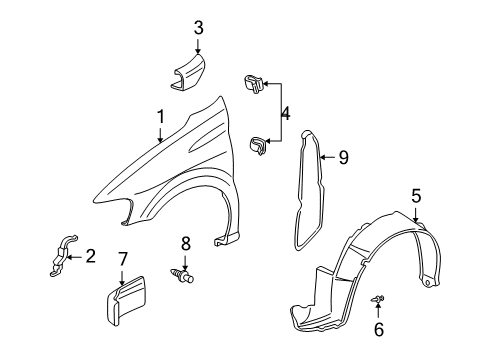 2003 Chevy Venture Fender & Components Diagram