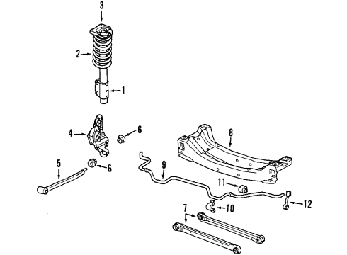 1997 Oldsmobile Cutlass Supreme Rear Suspension Components, Stabilizer Bar Diagram
