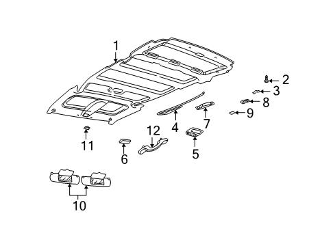 2004 Pontiac Montana Interior Trim - Roof Diagram