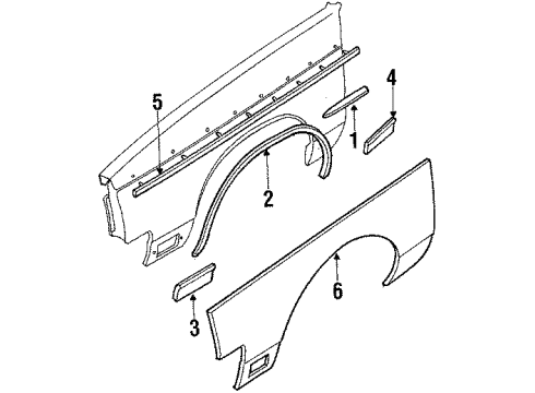 1985 Oldsmobile Custom Cruiser Lower Molding, Driver Side Diagram for 22505951