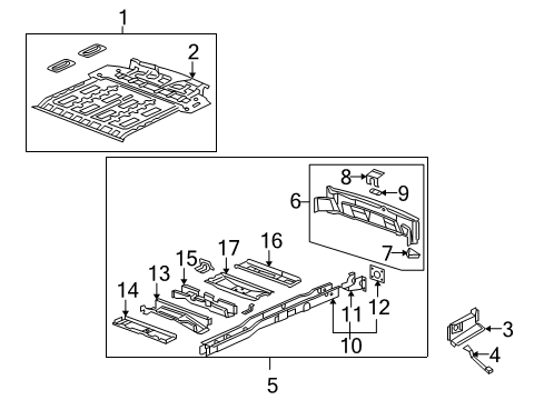 2005 Pontiac Montana Rear Body Panel, Floor & Rails Diagram 1 - Thumbnail