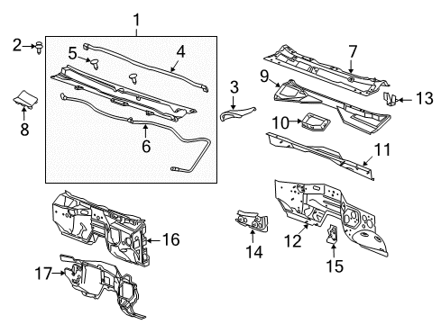 2016 Chevy Silverado 2500 HD Cab Cowl Diagram
