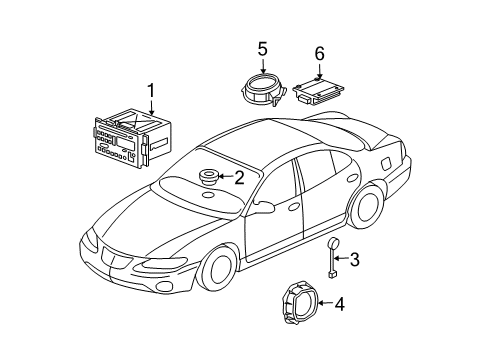 2004 Pontiac Grand Prix Front Driver Speaker, Driver Side Diagram for 15848053