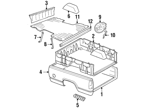 1994 GMC C3500 Pickup Box Assembly, Front & Side Panels, Floor Diagram