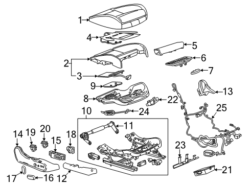 2020 Buick Regal TourX Passenger Seat Components Diagram
